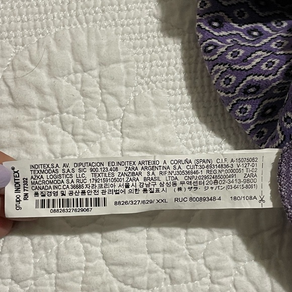 Zara Purple Geometric Patterned Bodysuit with Collar and v neck -Size XXL NWOT - Picture 9 of 12